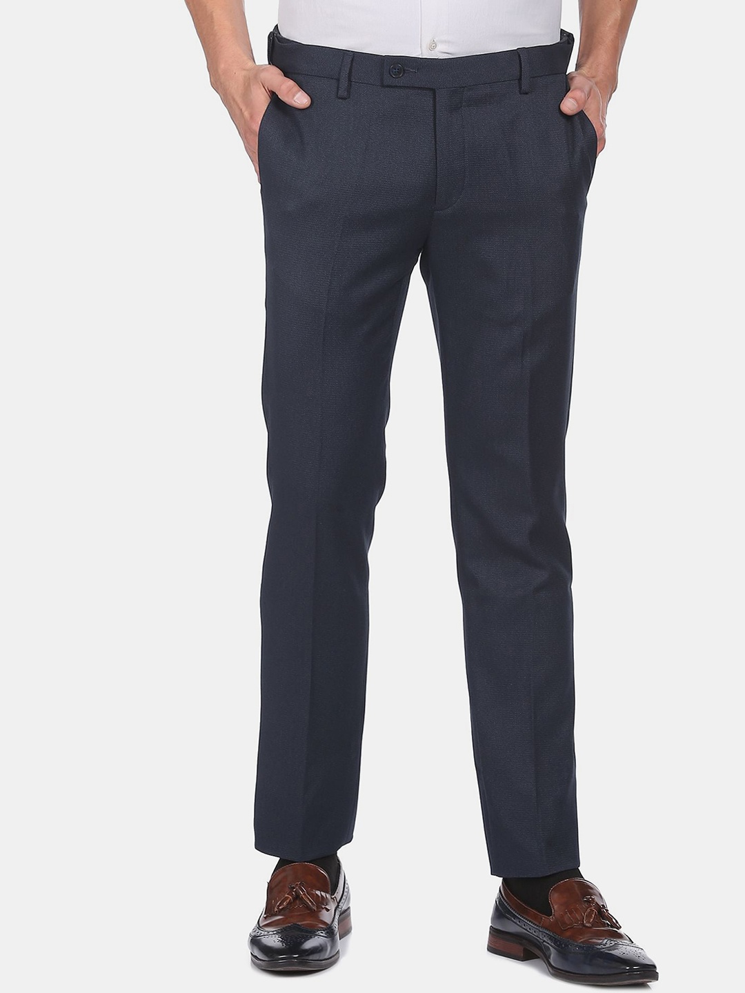 

Arrow Men Blue Mid Rise Solid Autoflex Formal Trousers