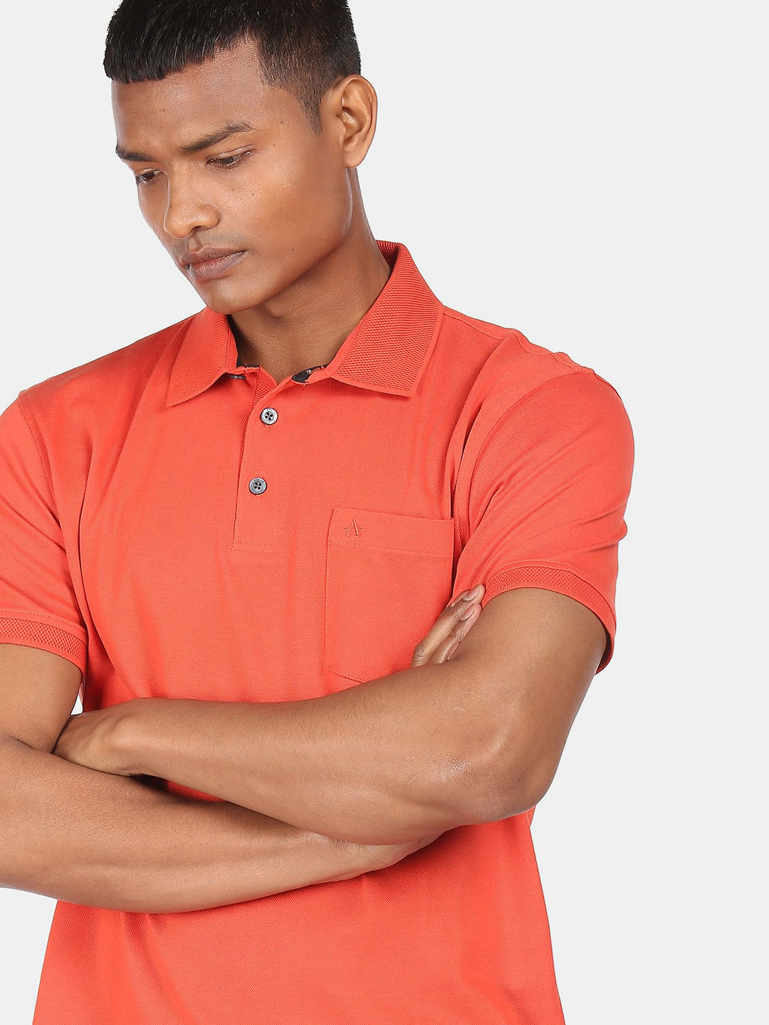 

Arrow Men Orange Polo Collar T-shirt