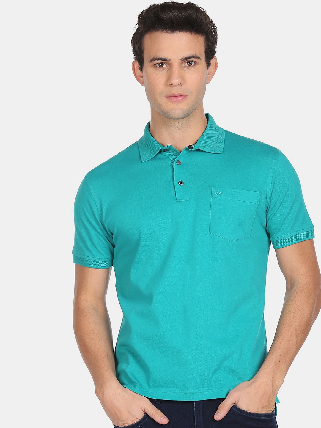 

Arrow Men Blue Polo Collar T-shirt