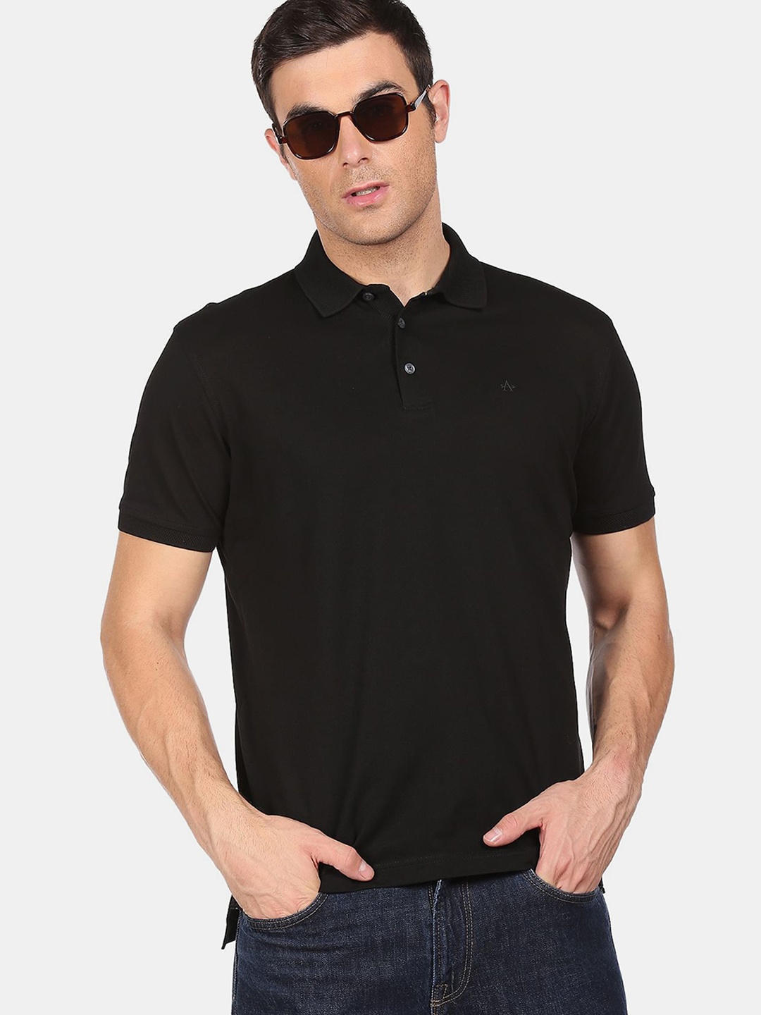 

Arrow Men Black Polo Collar T-shirt