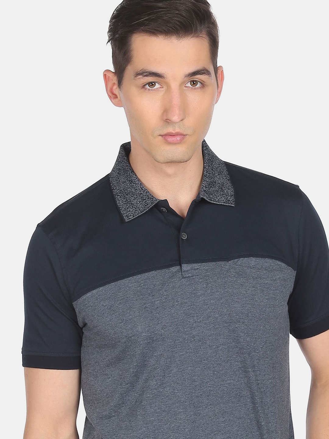 

Arrow New York Men Blue Polo Collar T-shirt