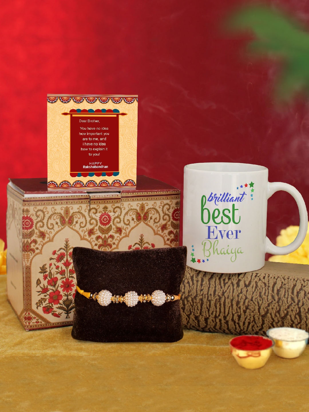 

TIED RIBBONS Gold-toned Rakhi Gift Set