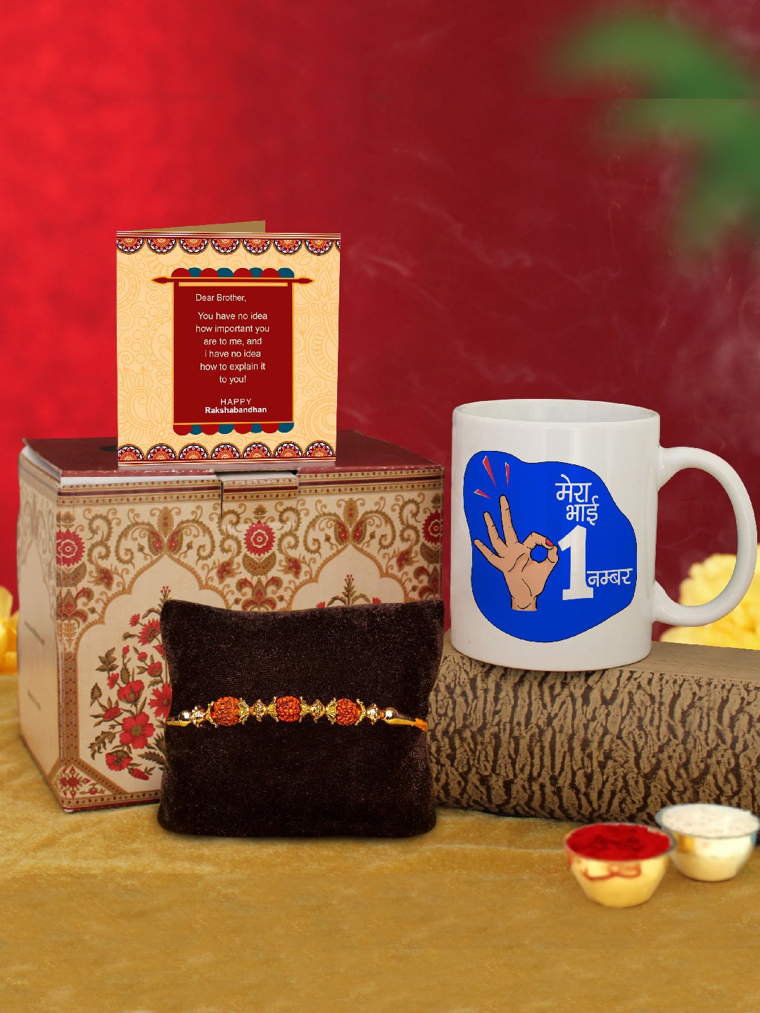 

TIED RIBBONS Men's Yellow Rakhi Gift Set
