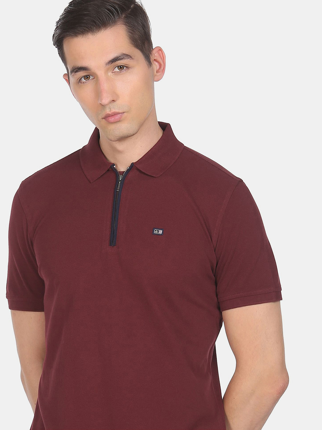 

Arrow Sport Men Red Brand Logo Polo Collar Applique T-shirt