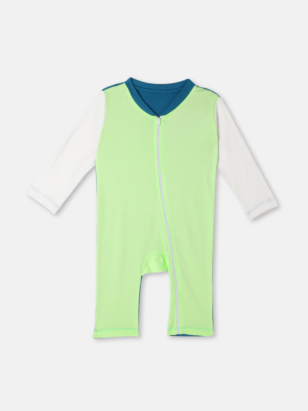 

Cuddles for Cubs Kids Green & White Colourblocked Cotton Romper
