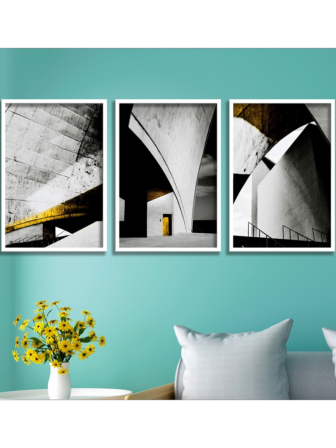 

SAF Set of 3 Grey & Black Digital Painting Wall Art