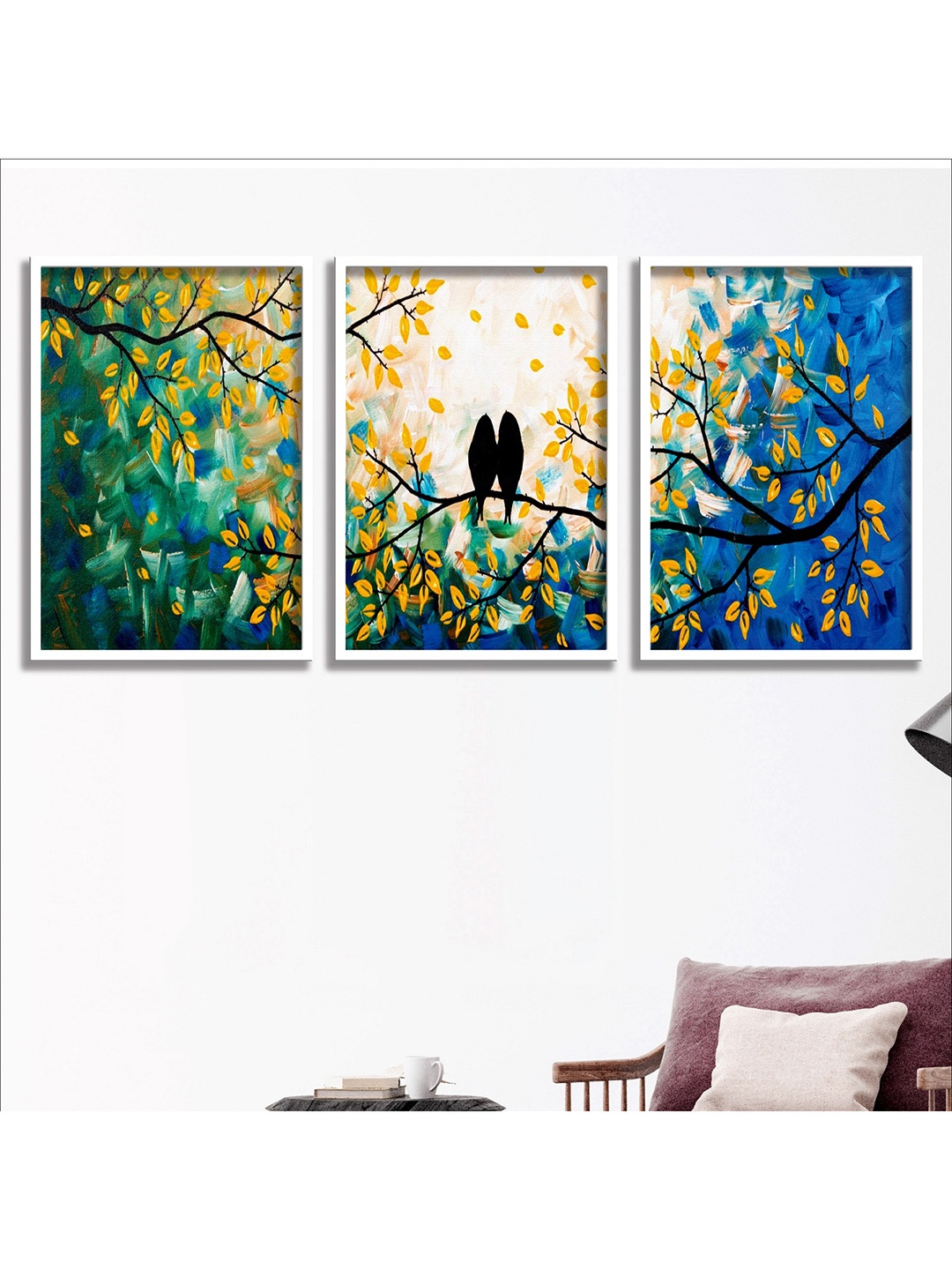 

SAF Set Of 3 Modern Art Digital Reprint Wall Art, Blue