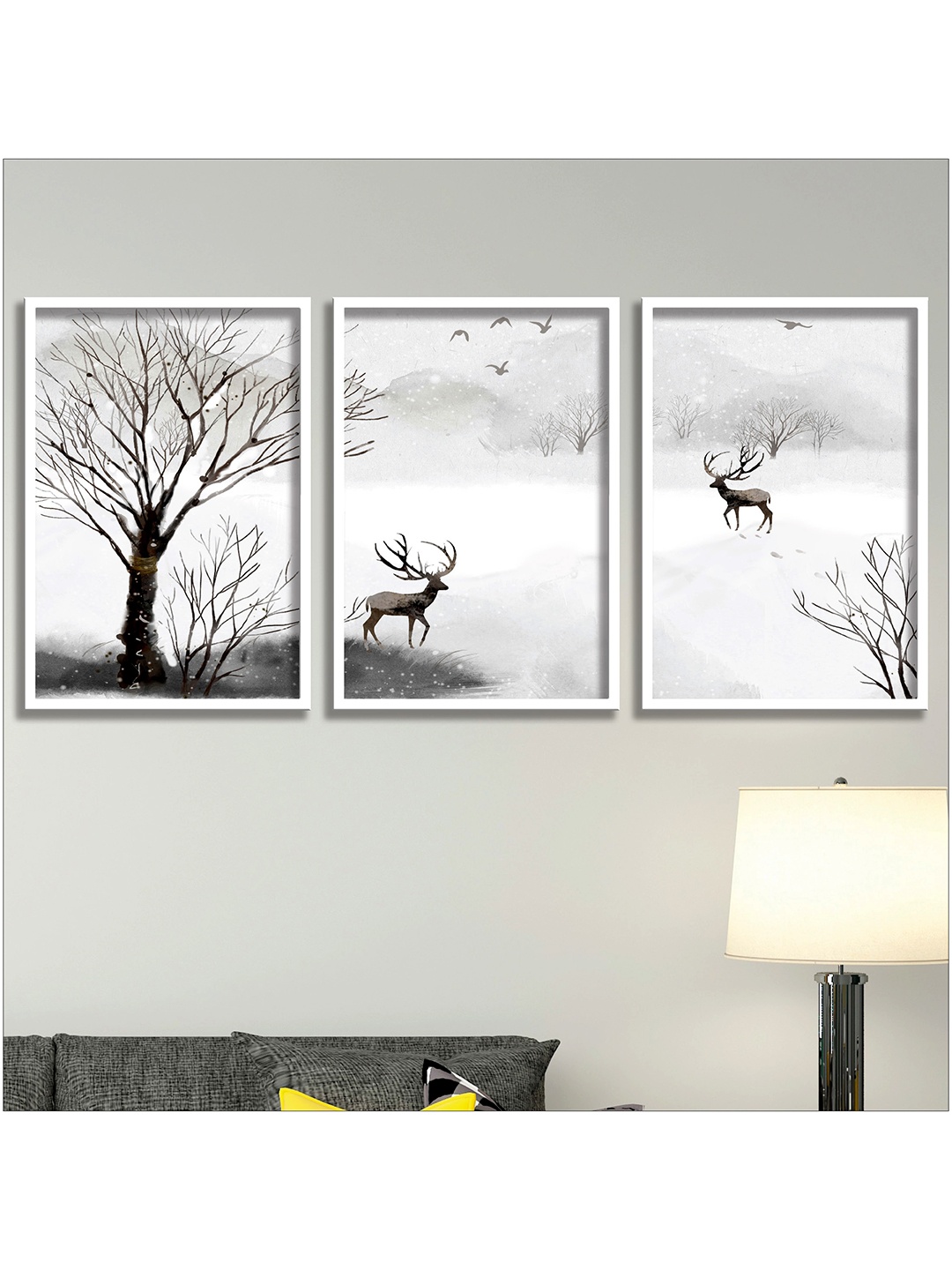 

SAF Set Of 3 Digital Reprint Wall Art, White