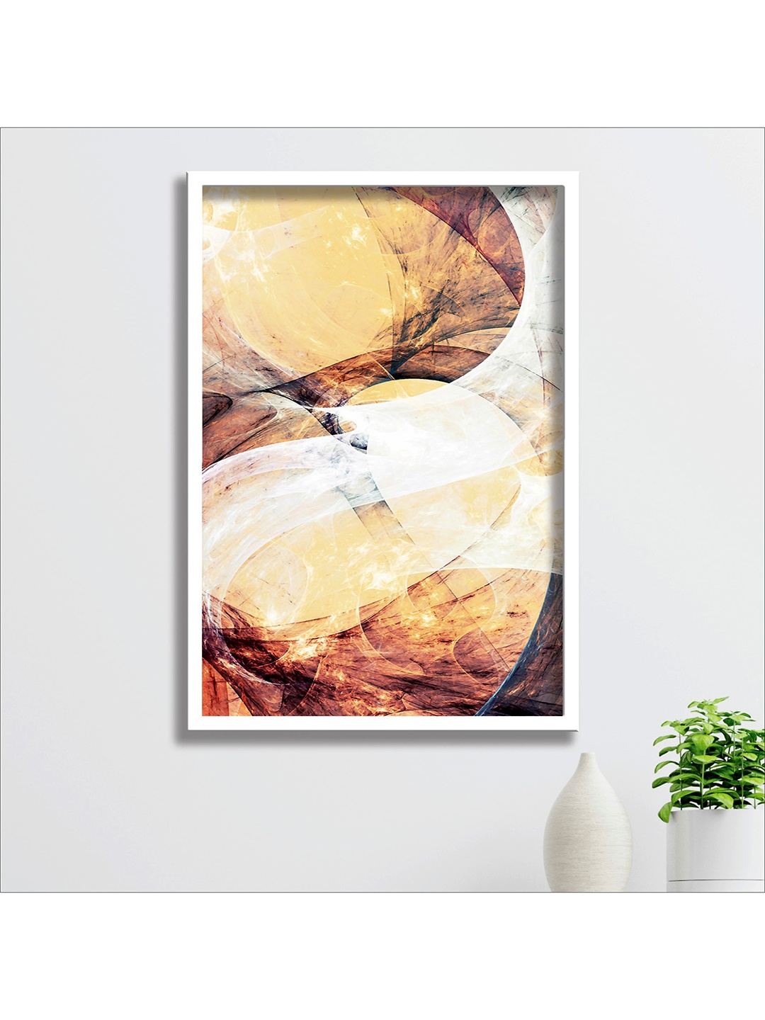 

SAF Brown & White Modern Art Digital Reprint Painting Wall Art