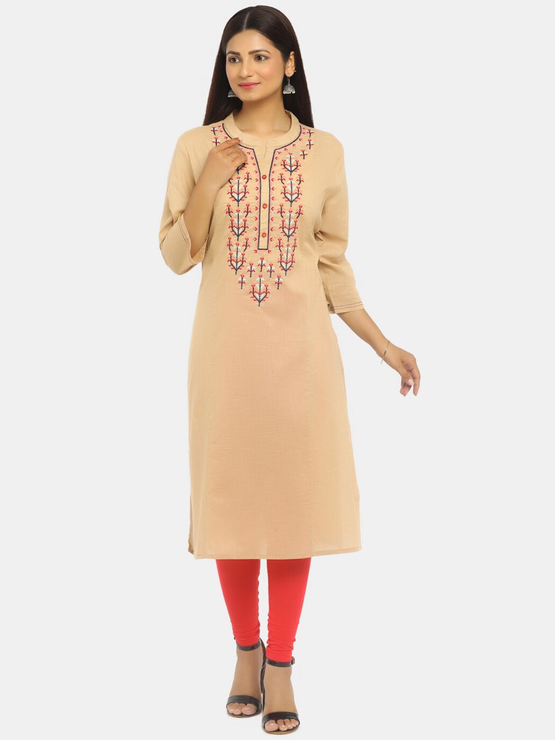 

Karigari Women Beige Thread Work Kurta
