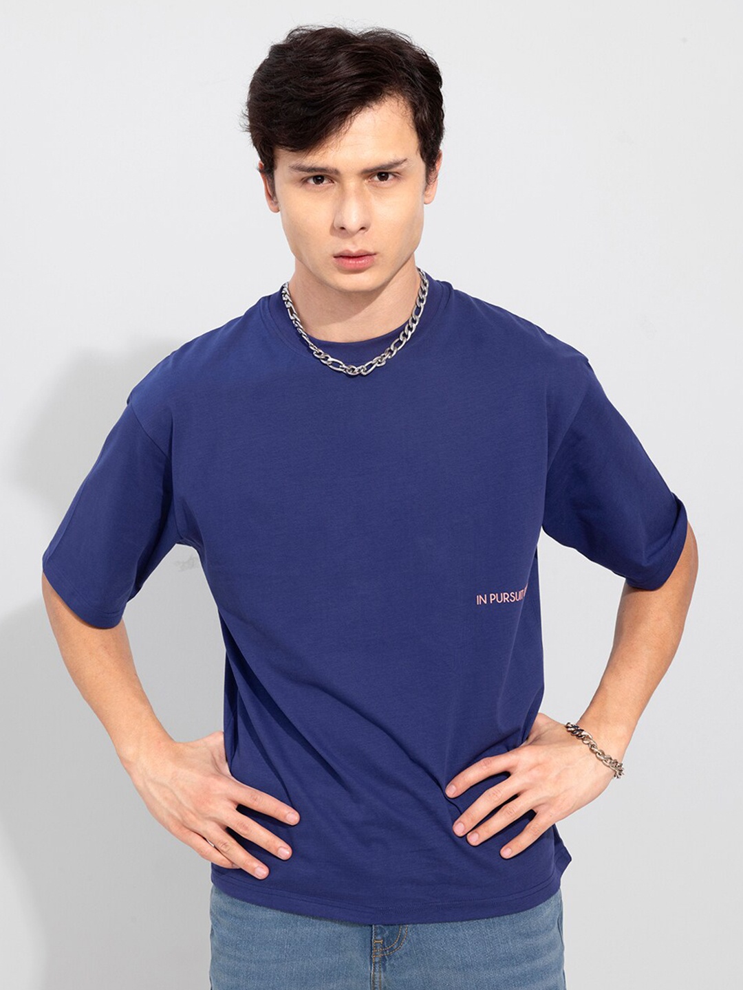

Snitch Men Blue & Pink Boxy T-shirt