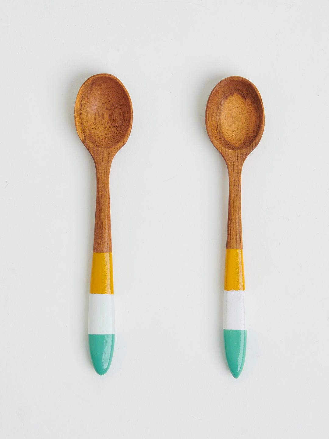 

Chumbak Set of 2 Brown & Green Wood Table Spoons Cutlery