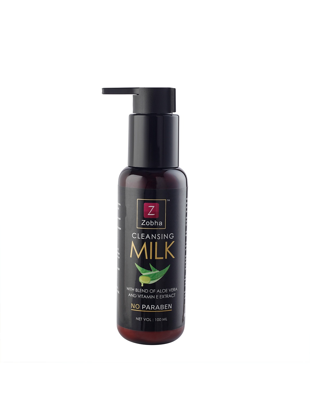 

Zobha Paraben-Free Cleansing Milk with Aloe Vera & Vitamin E - 100 ml, Black