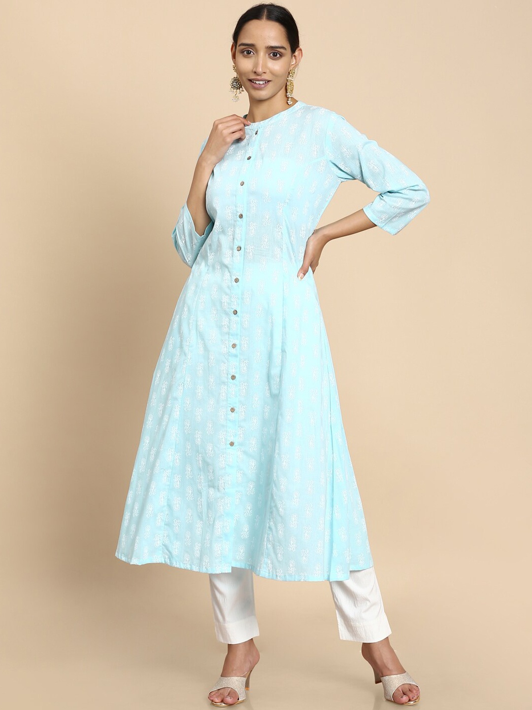 

Soch Women Blue Ethnic Motifs A-Line Kurta