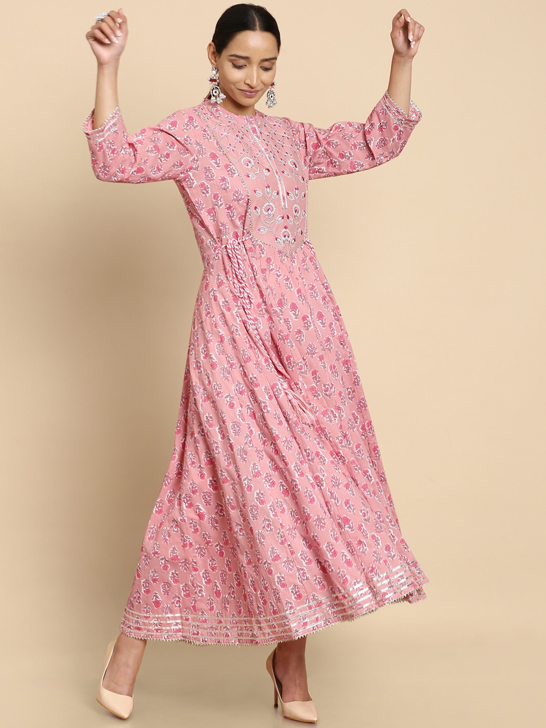 

Soch Women Pink Ethnic Motifs Printed Anarkali Kurta