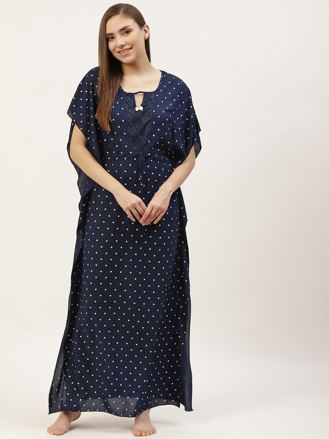 

Sweet Dreams Navy Blue Printed Maxi Kaftan Nightdress