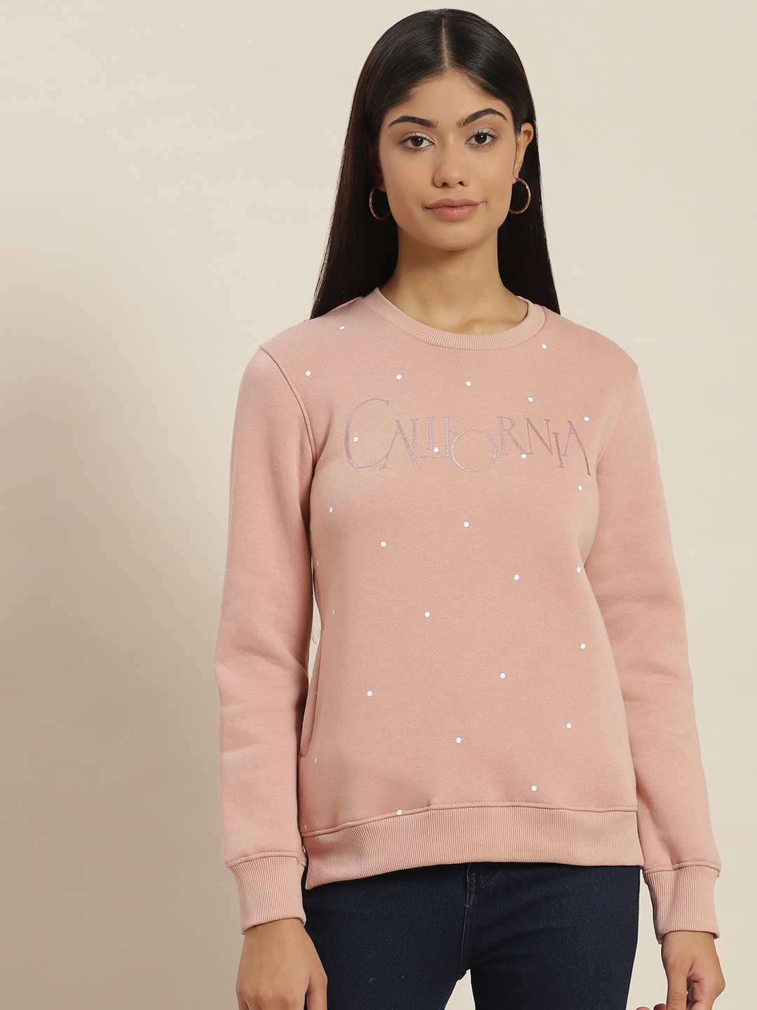 

Sweet Dreams Women Dusty Pink Printed Sweatshirt