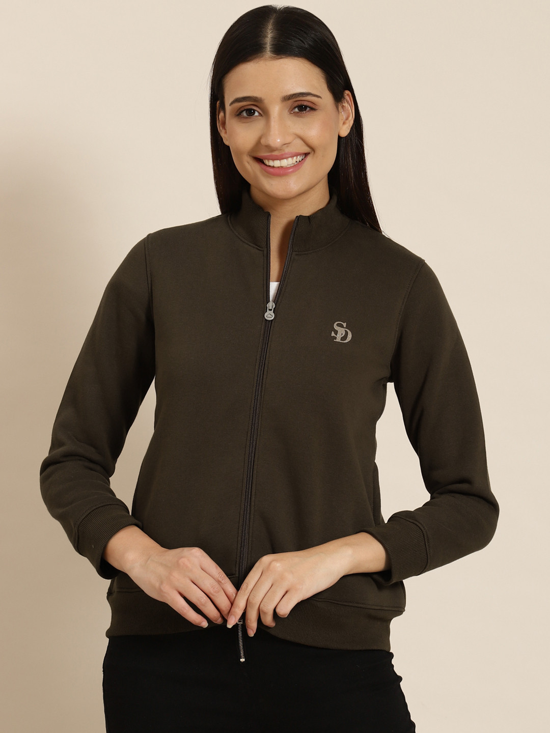 

Sweet Dreams Women Olive Green Hooded Fleece Sweatshirt