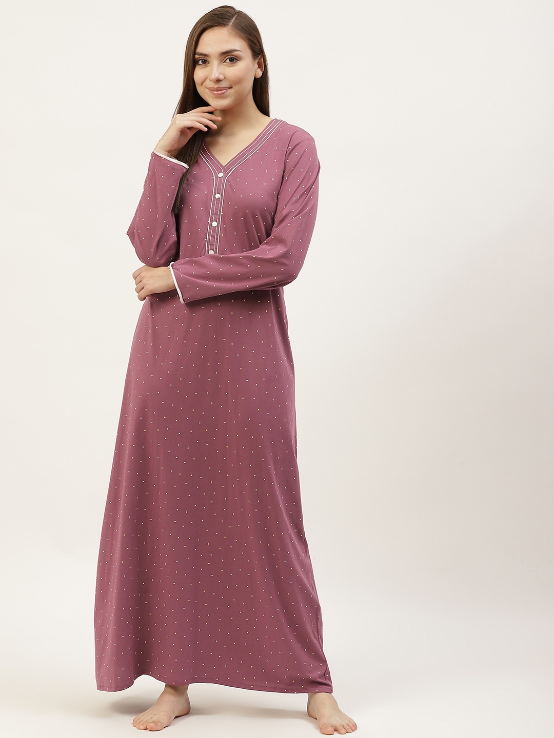 

Sweet Dreams Dusty Pink Pure Cotton Printed Maxi Nightdress, Rose