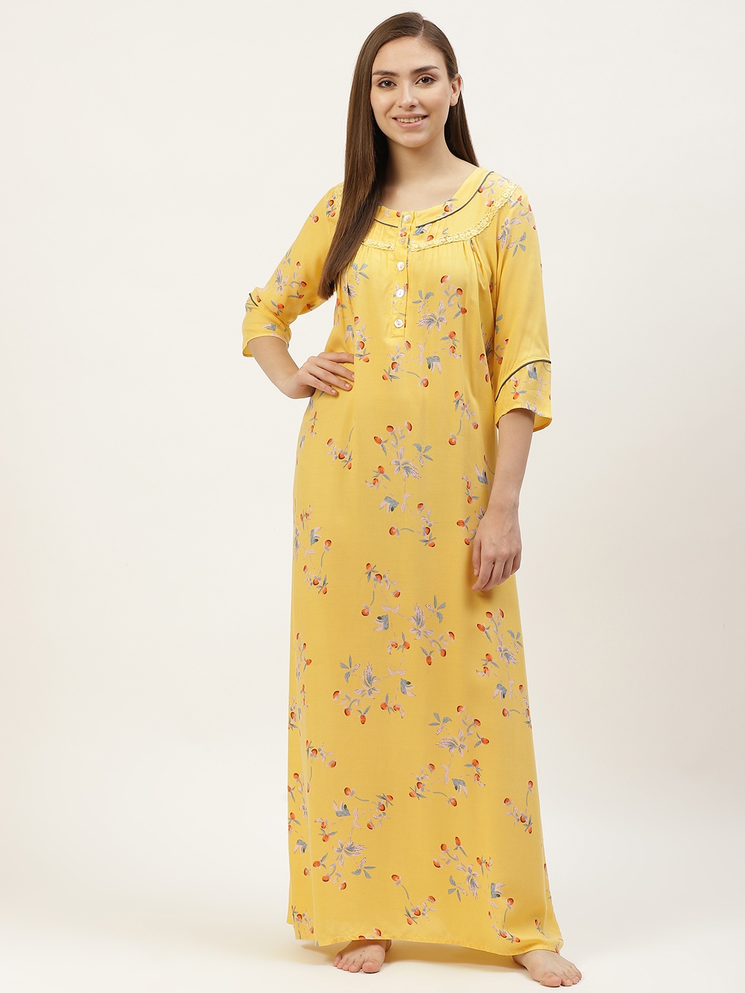 

Sweet Dreams Yellow Floral Print Maxi Nightdress