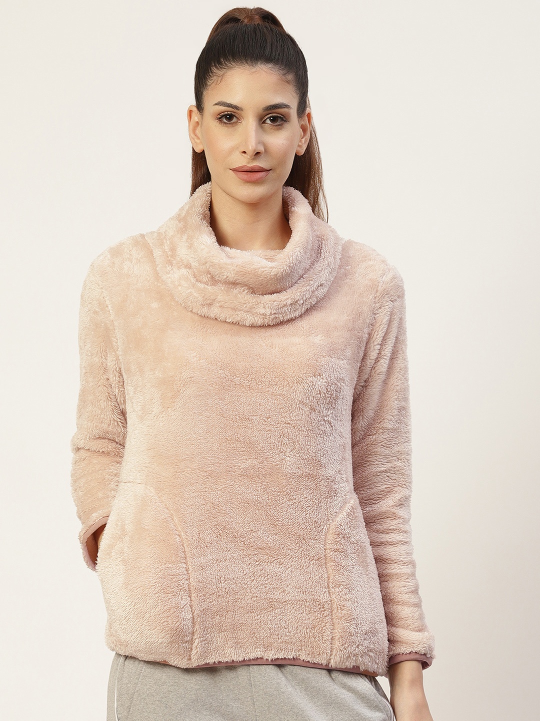 

Sweet Dreams Women Pink Solid Faux Fur Sweatshirt