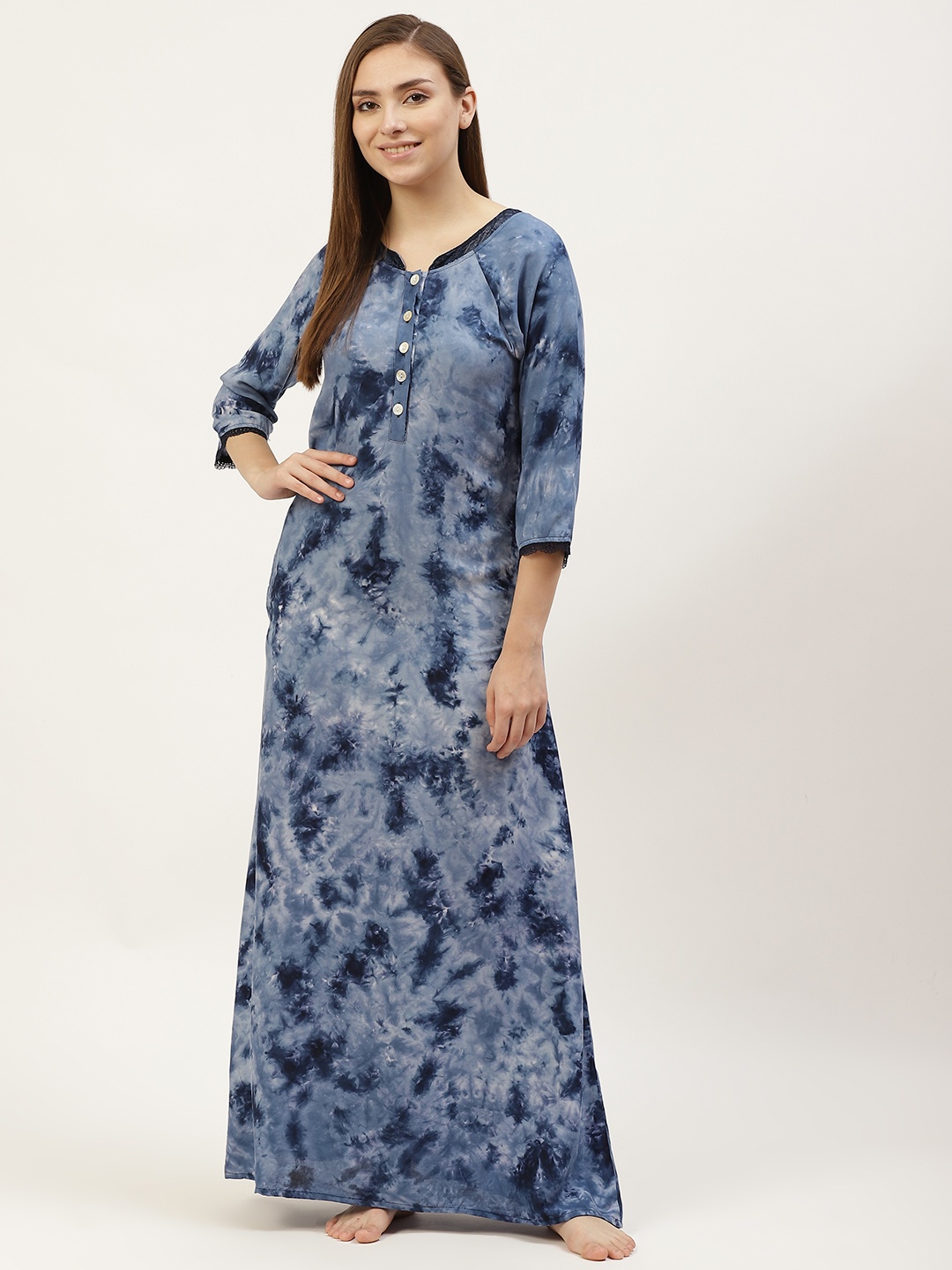 

Sweet Dreams Navy Blue Dyed Maxi Nightdress