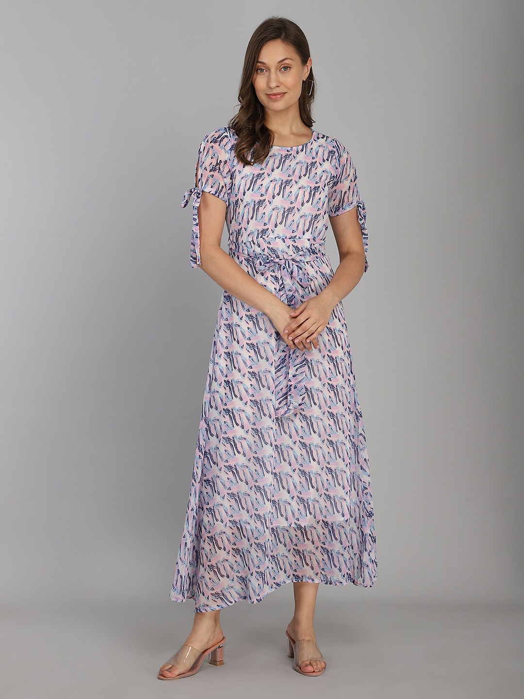 

Fashfun White Floral Chiffon Maxi Dress