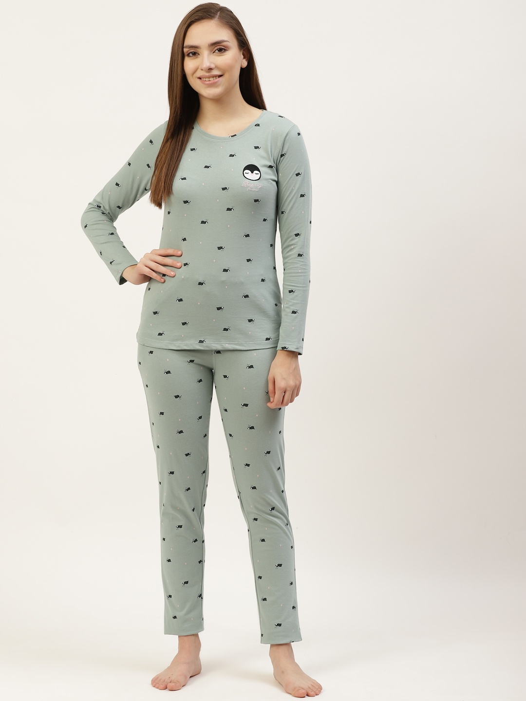 

Sweet Dreams Women Sea Green Printed Night suit