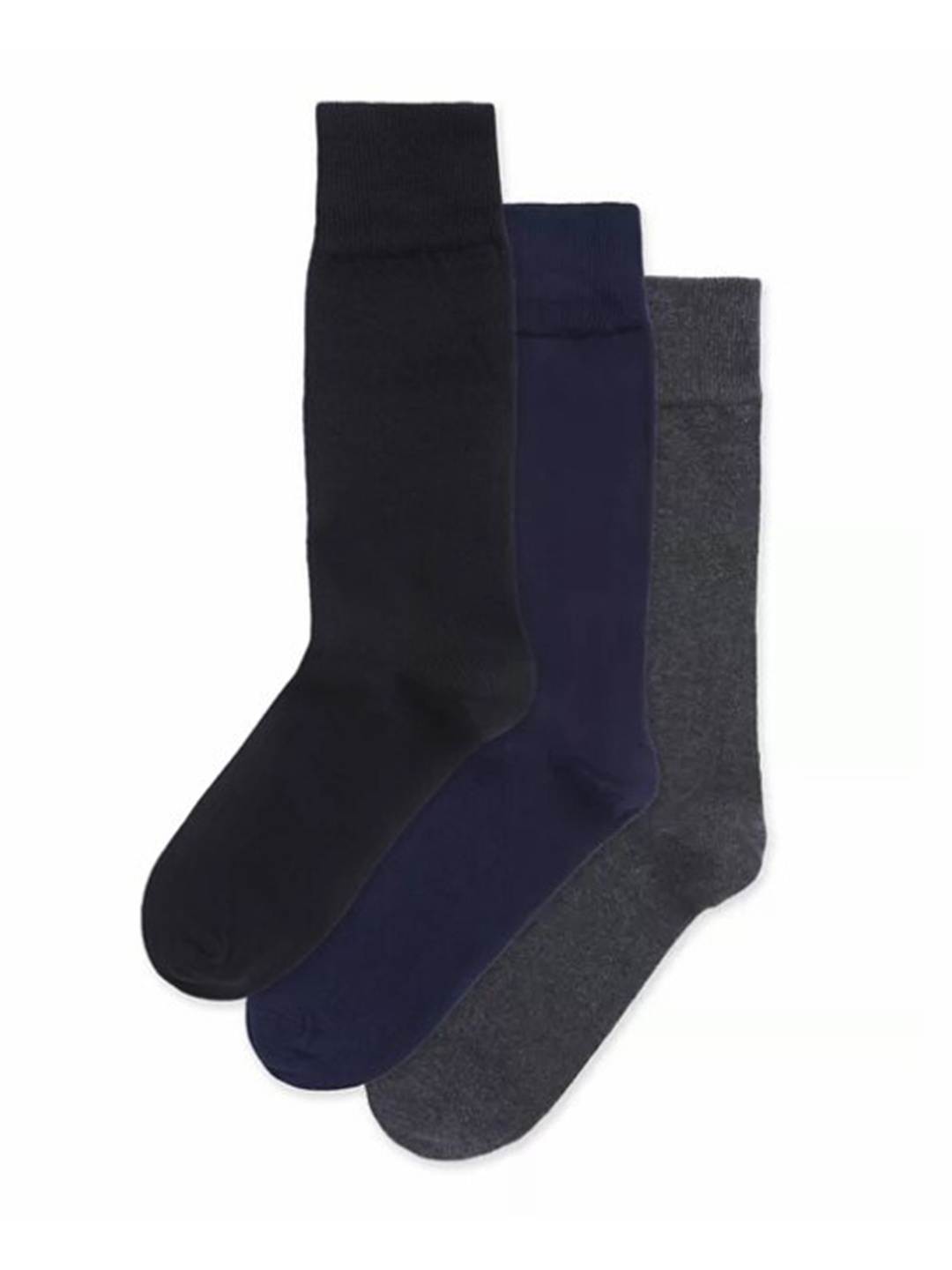 

Marks & Spencer Men Pack Of 3 Solid Calf Length Socks, Multi