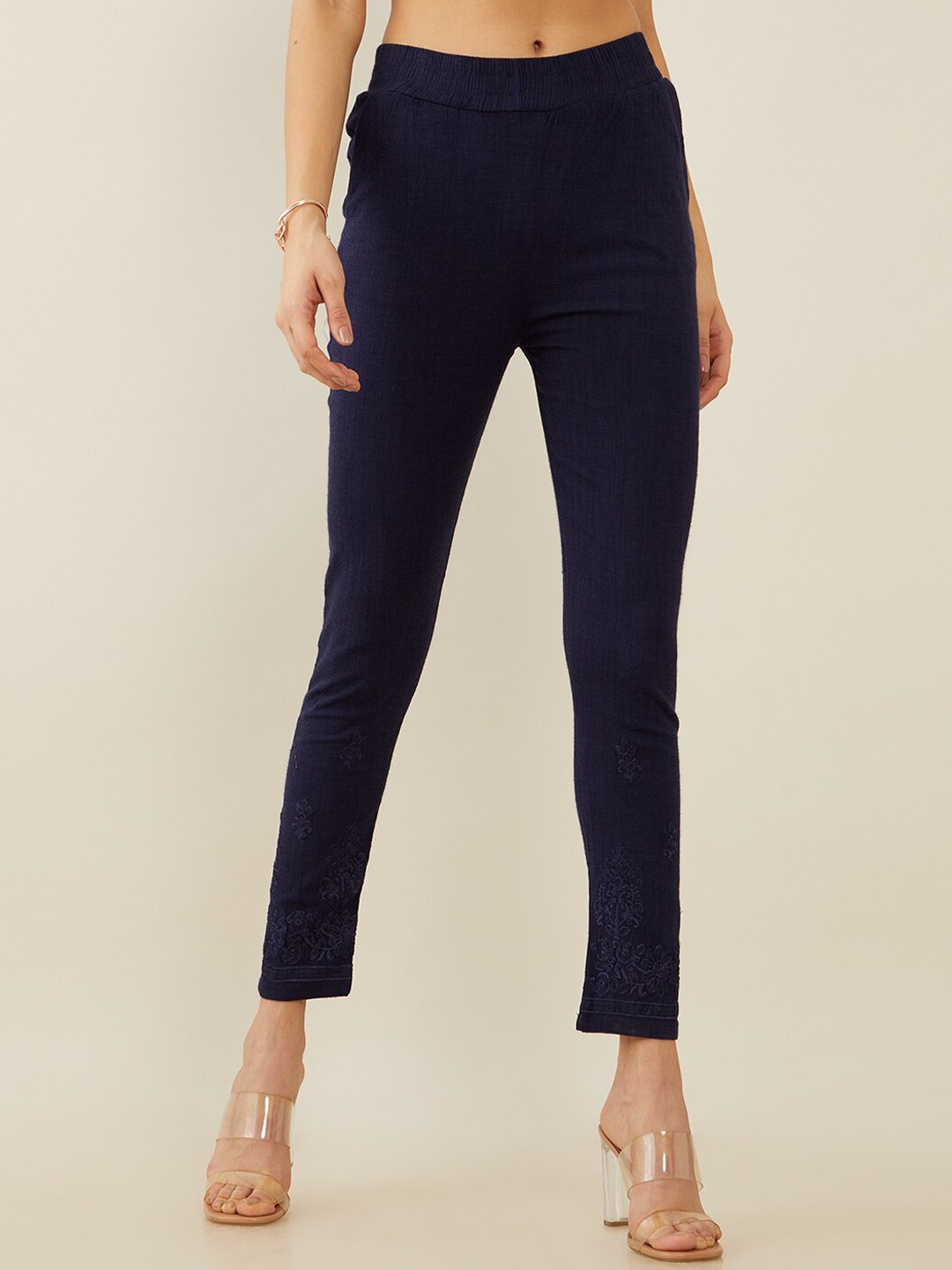 

Soch Women Navy Blue Ethnic Motifs Printed Trousers