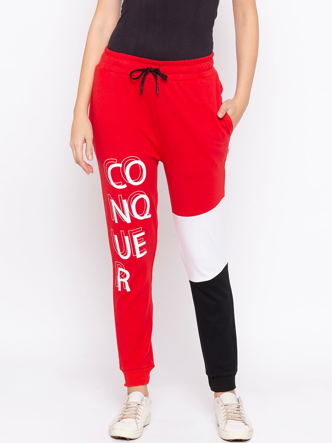 

Disrupt Women Red & Black Graphic Printed Joggers
