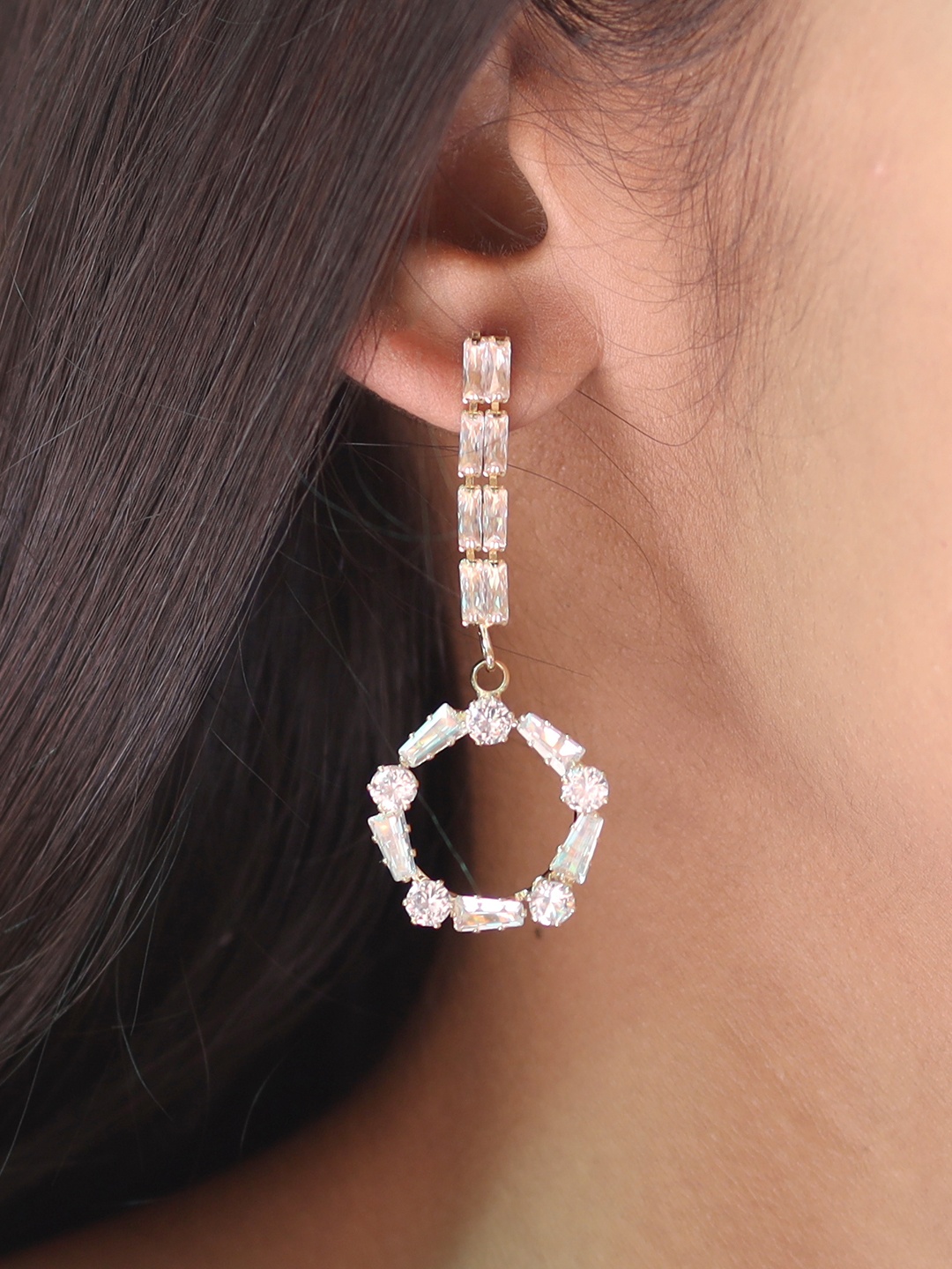 

Ayesha Womens Gold-Toned Contemporary Studded Drop Earrings