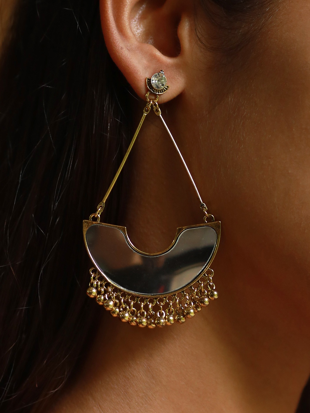 

Ayesha Gold-Plated Crescent Shaped Drop Earrings