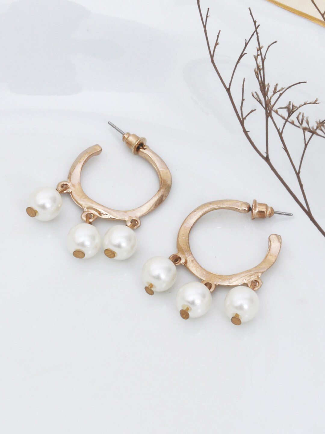 

Ayesha White Gold-Plated Contemporary Hoop Earrings