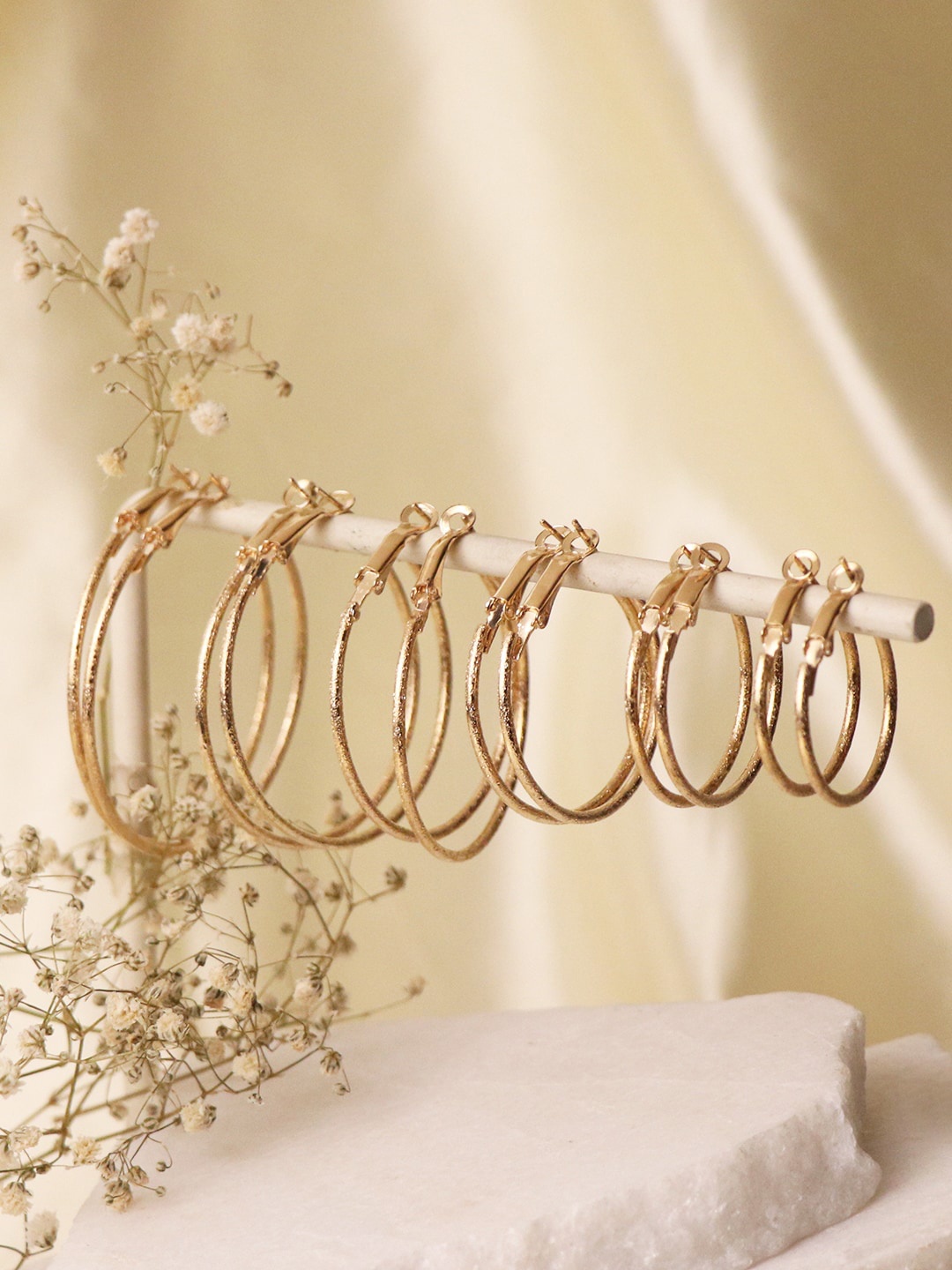 

Ayesha Set Of 6 Gold Plated Contemporary Hoop Earrings