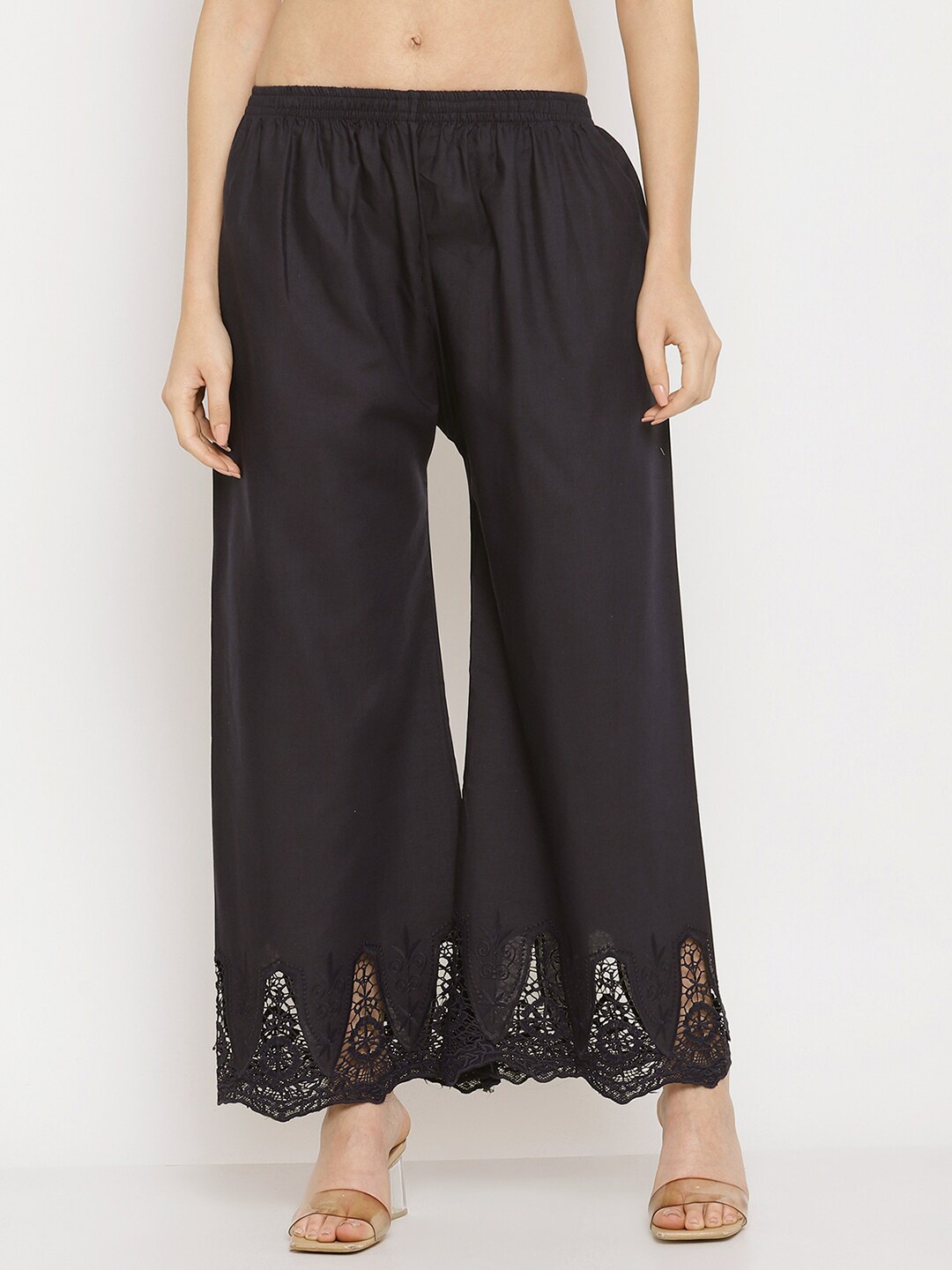 

Miaz Lifestyle Women Black Knitted Palazzos
