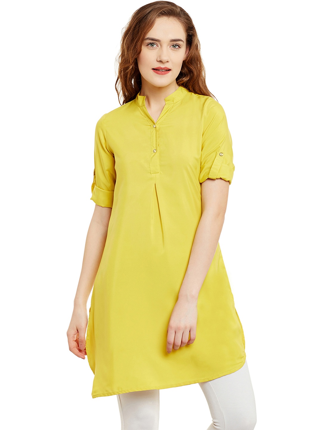 

Ruhaans Mustard Yellow Slim Fit Tunic