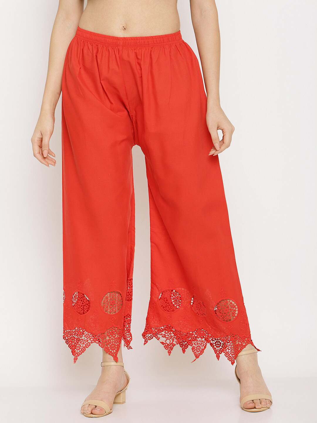 

Miaz Lifestyle Women Red Knitted Palazzos