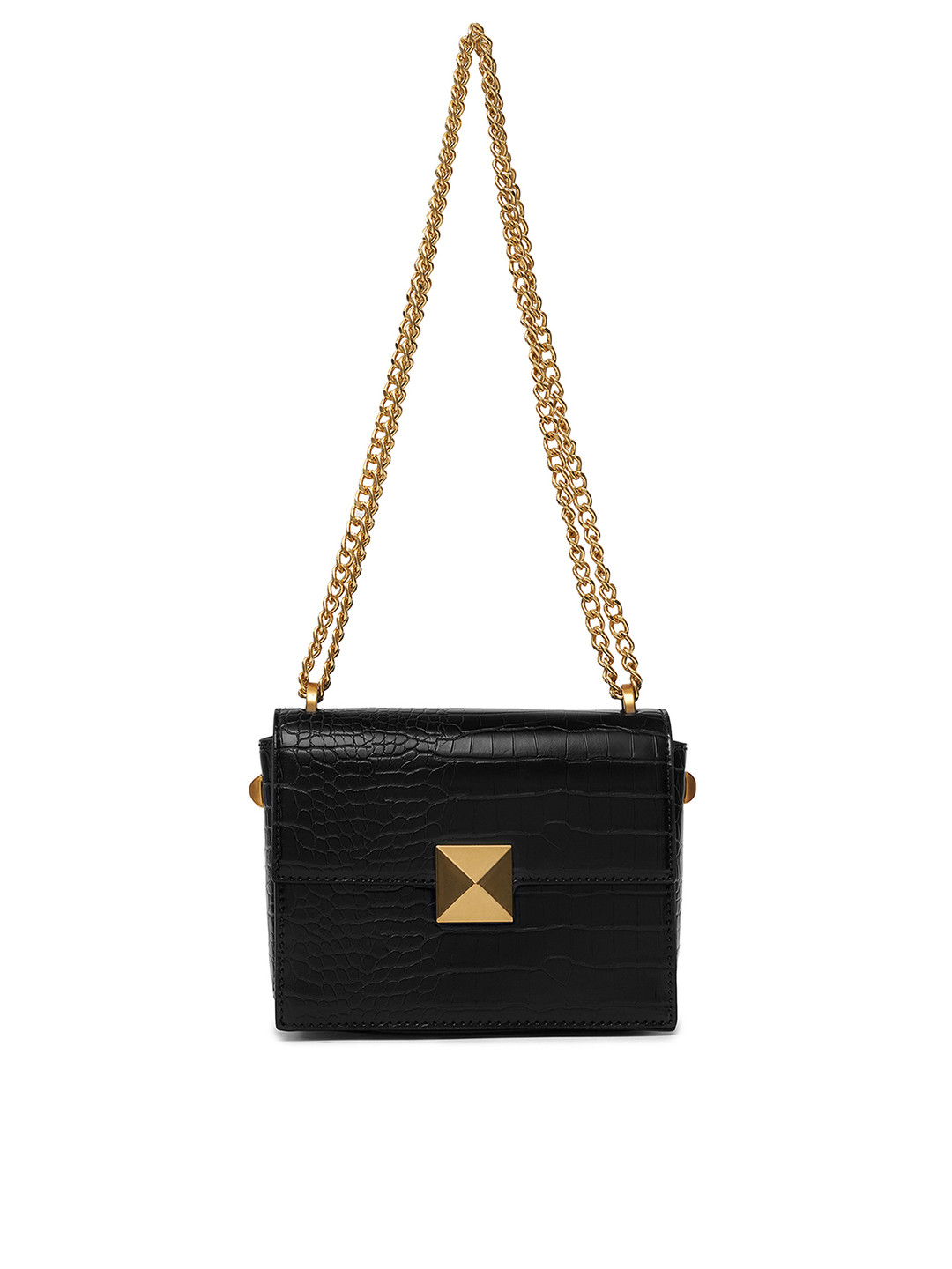 

MIRAGGIO Black Animal Textured Structured Sling Bag