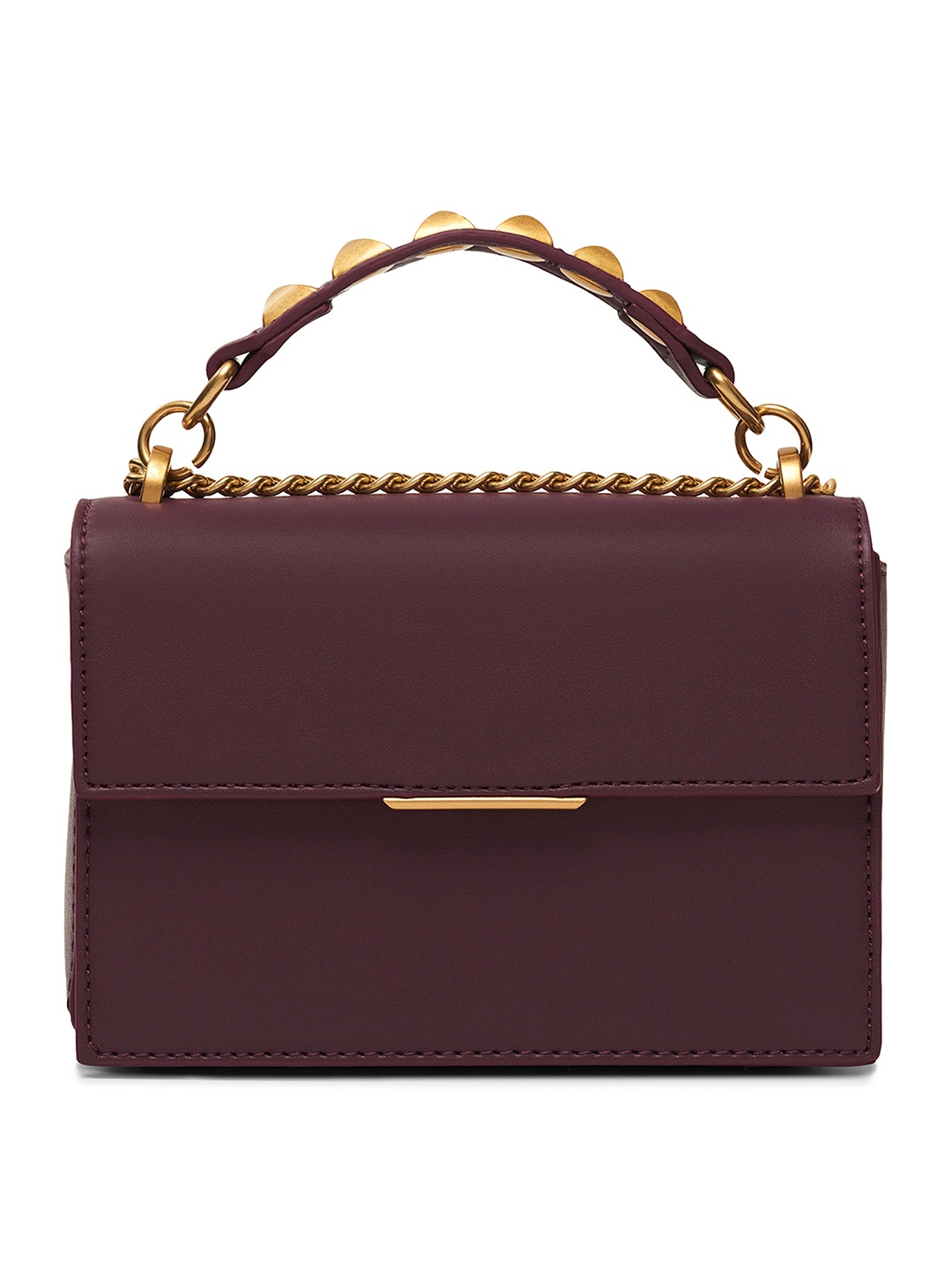 

MIRAGGIO Wine Structured Sling Bag with Embellished Top-Handle, Maroon