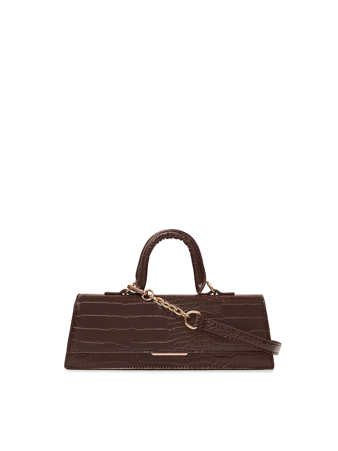 

MIRAGGIO Brown Textured Structured Handheld Bag with Shoulder Strap