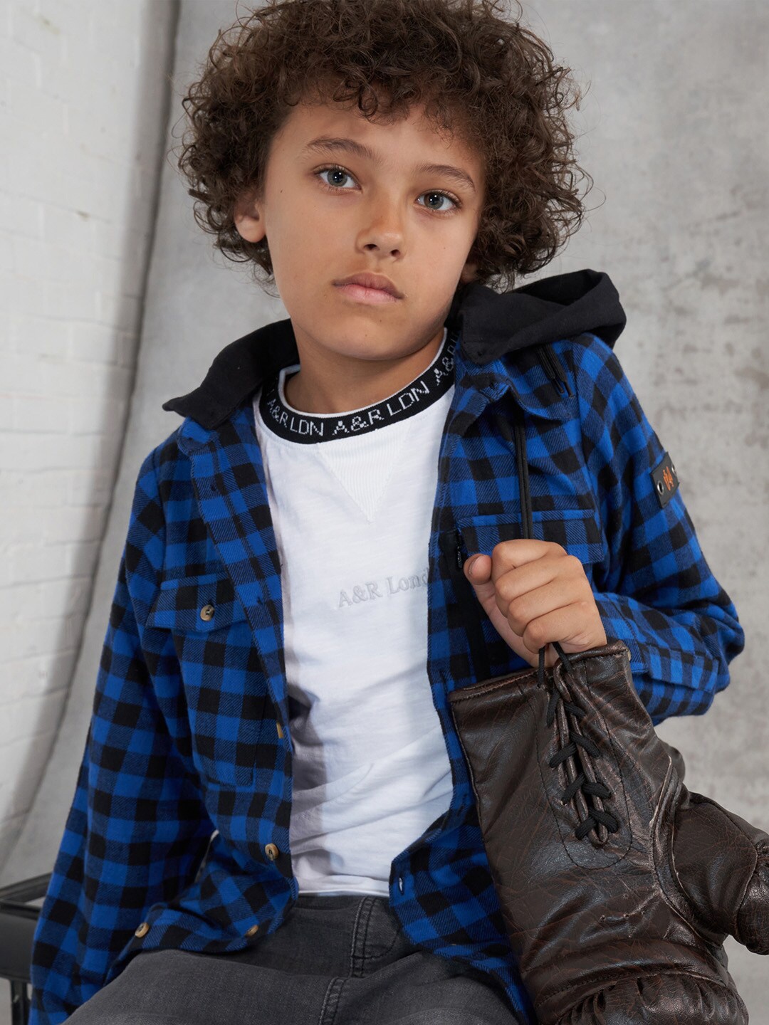 

Angel & Rocket Kids Boys Blue Buffalo Checks Checked Casual Shirt