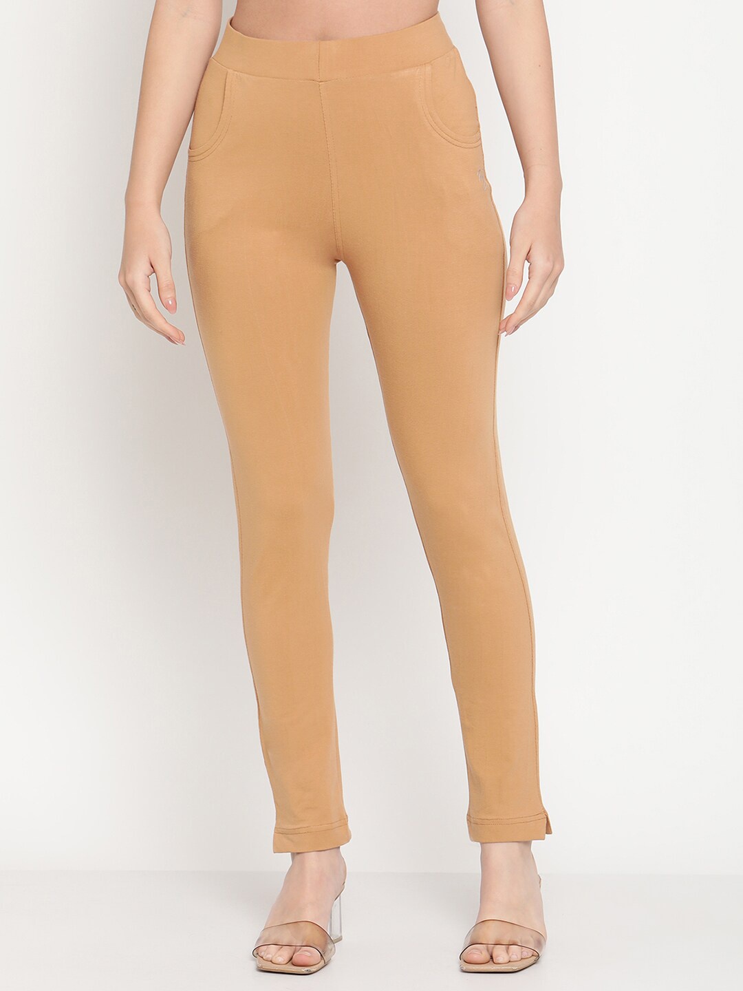 

TAG 7 Women Beige Solid Jeggings