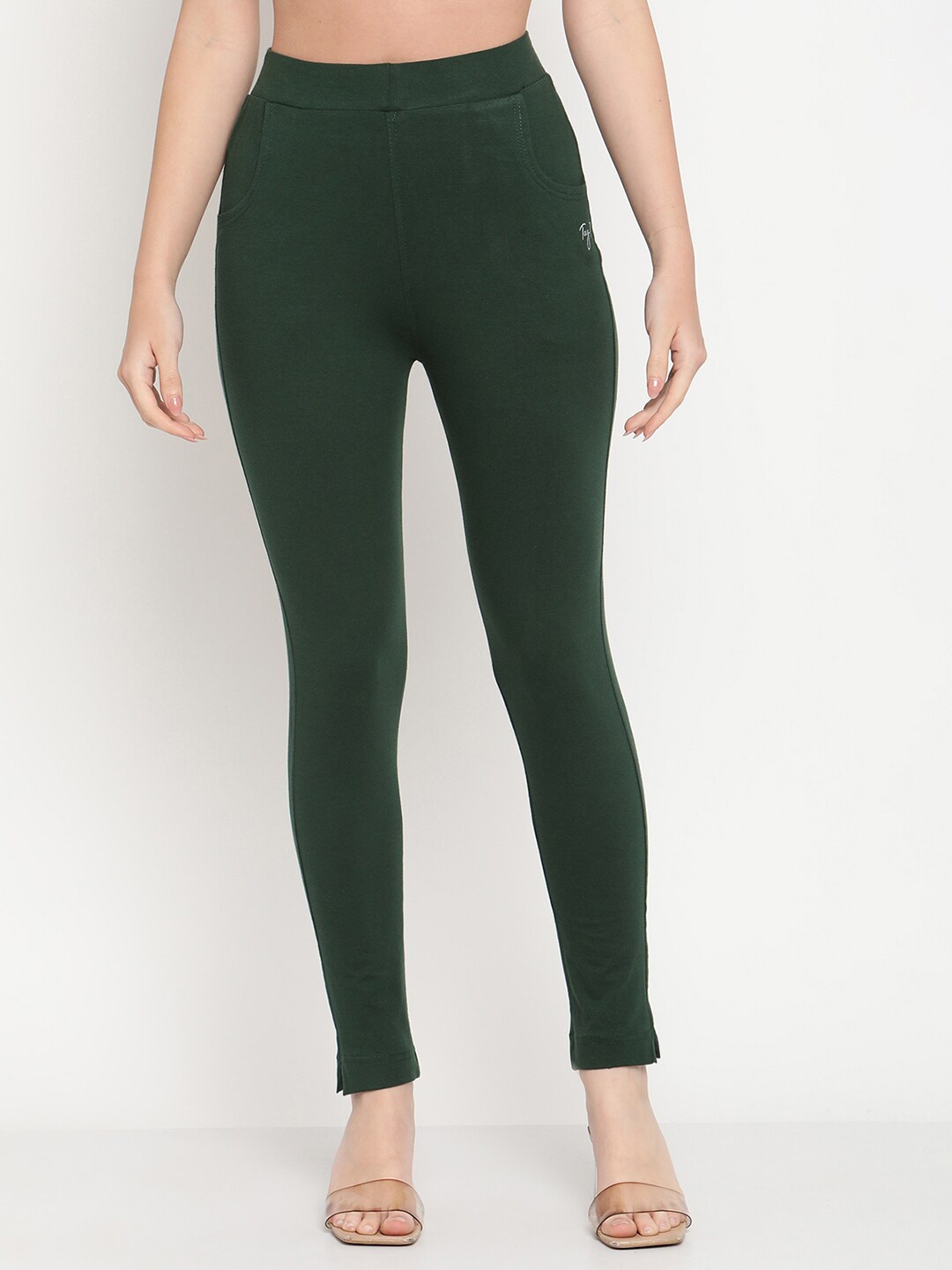 

TAG 7 Women Green Solid Ankle Length Jeggings