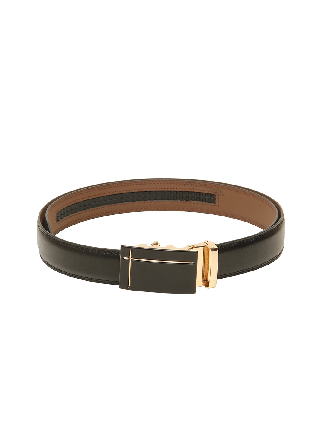 

Calvadoss Men Black Textured PU Belt