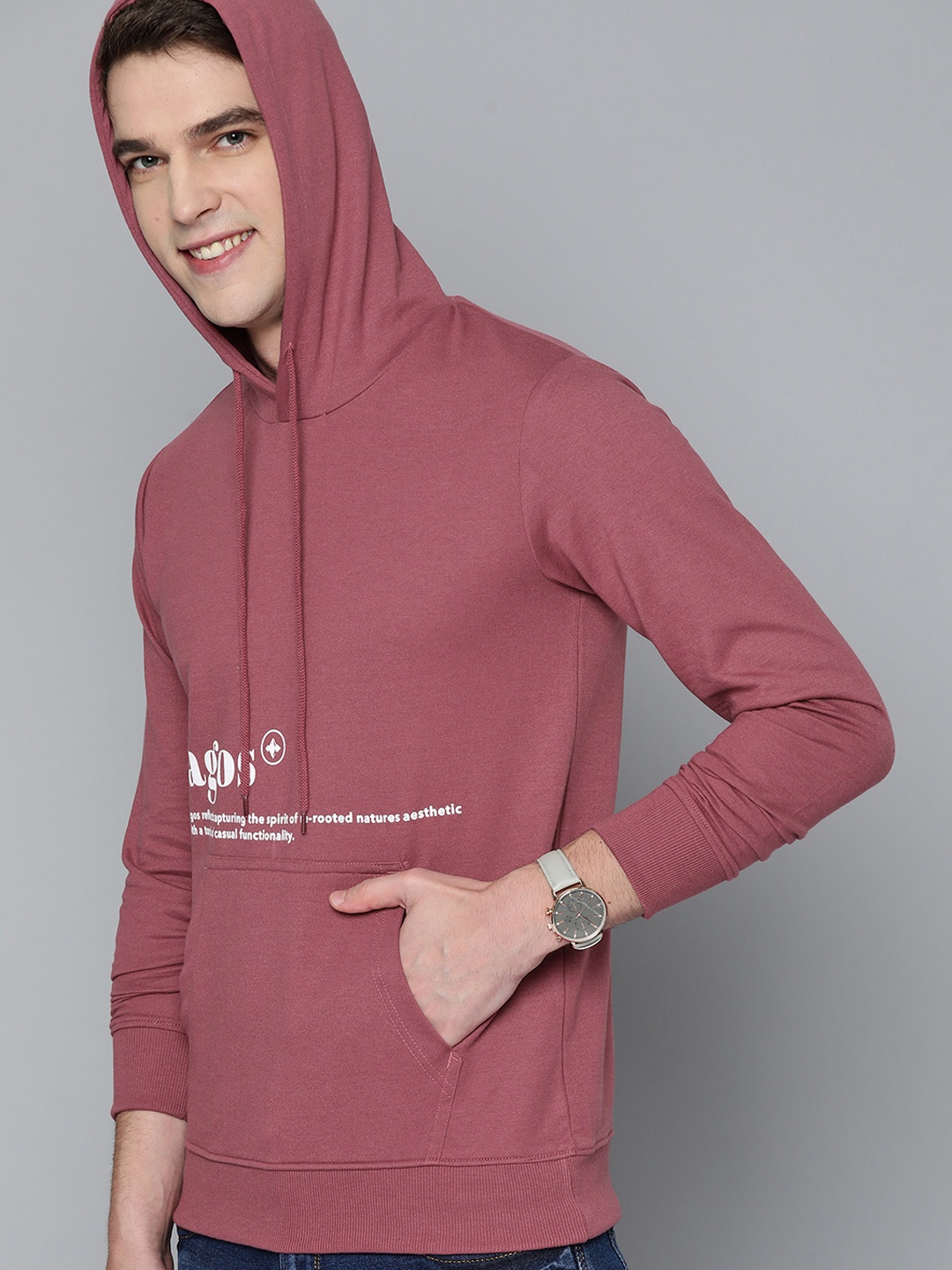 

Mast & Harbour Men Rose Printed Hooded Sweatshirt