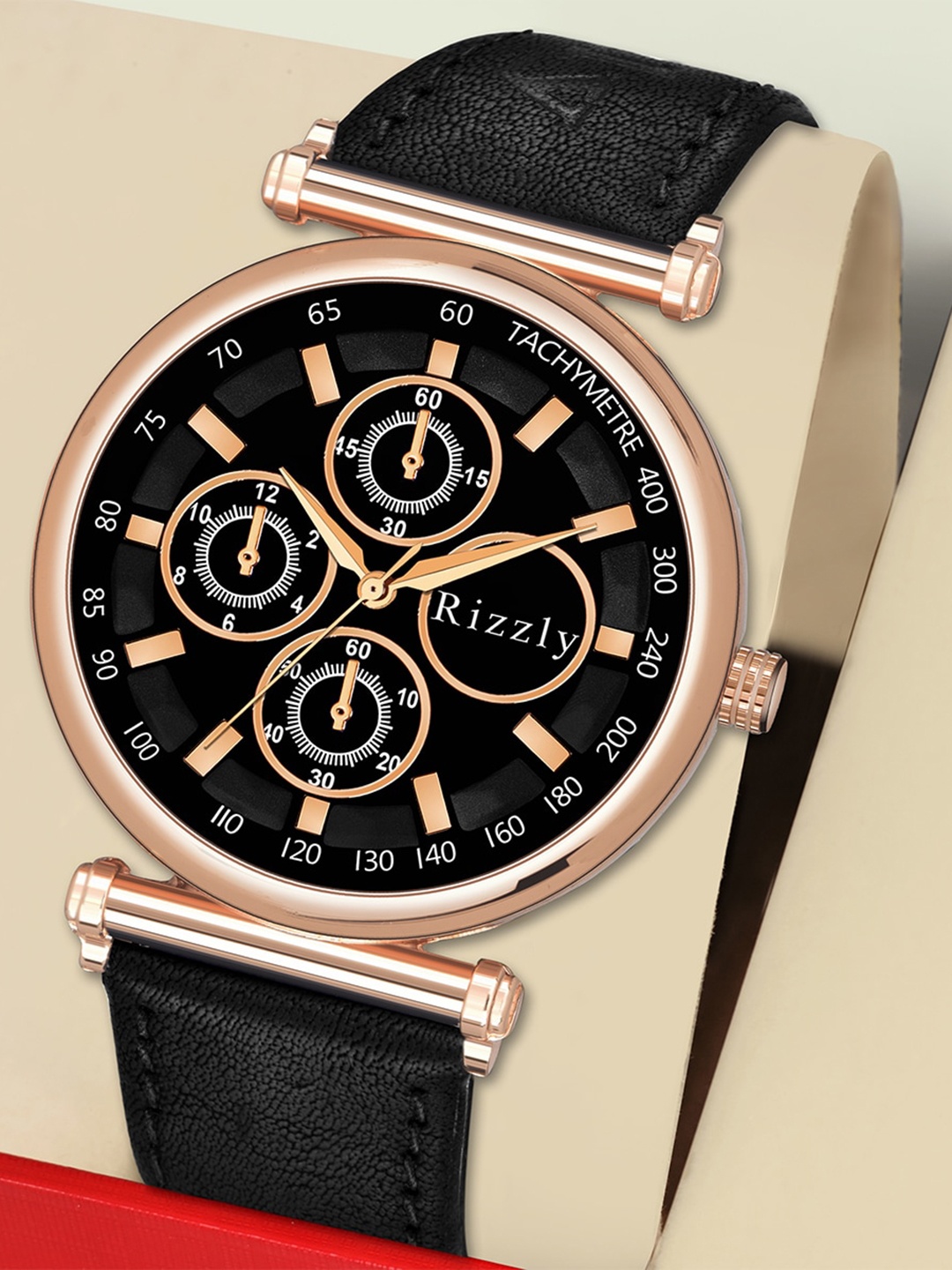 

Septem Men Black Dial & Black Leather Straps Analogue Watch