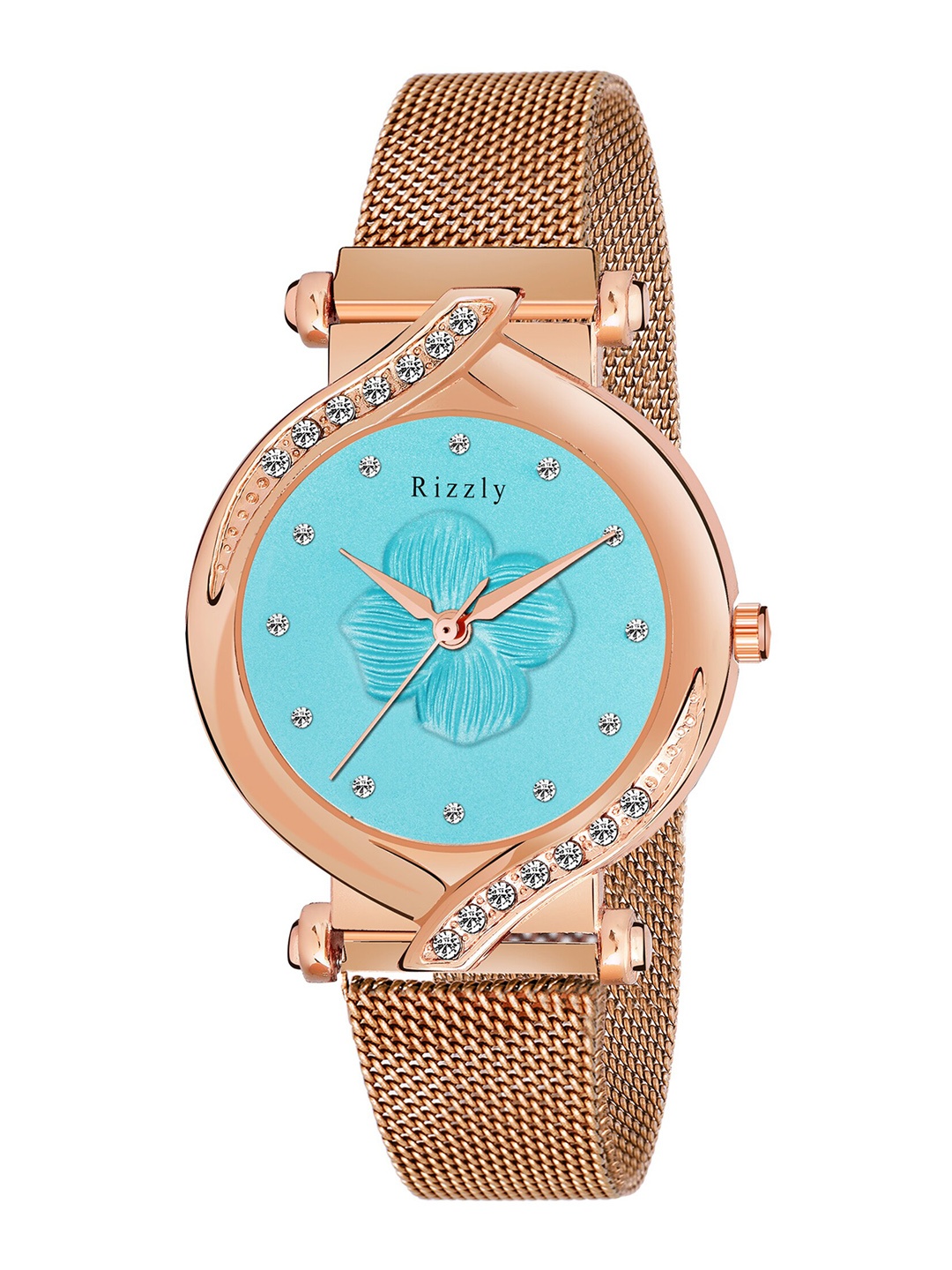 

Septem Women Blue Embellished Dial & Rose Gold Toned Stainless Steel Bracelet Style Straps Analogue Watch