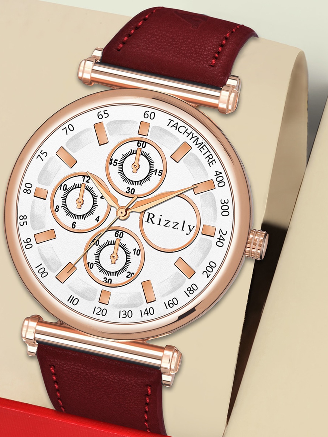 

Septem Men Black Dial & Red Leather Straps Analogue Watch SP-228.White-Septem-White