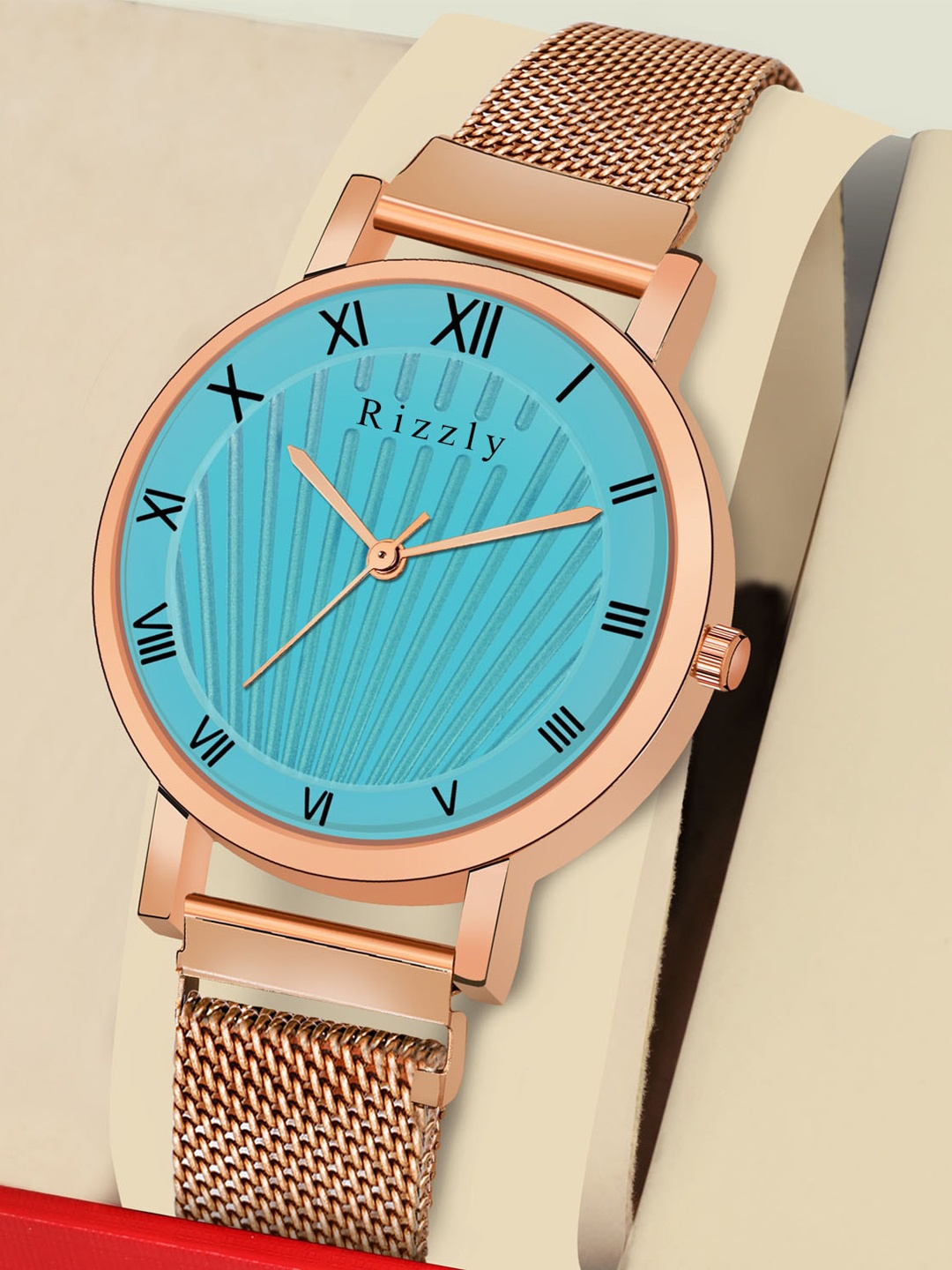 

Septem Women Blue Dial & Rose Gold Toned Bracelet Style Straps Analogue Watch SP-135